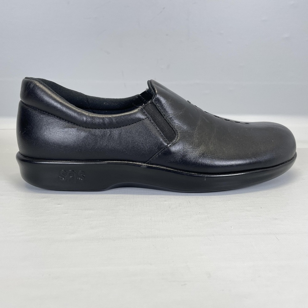 SAS Viva Shoes Womens Size 7 S Black Leather Comfort Casual Slip On Loafers